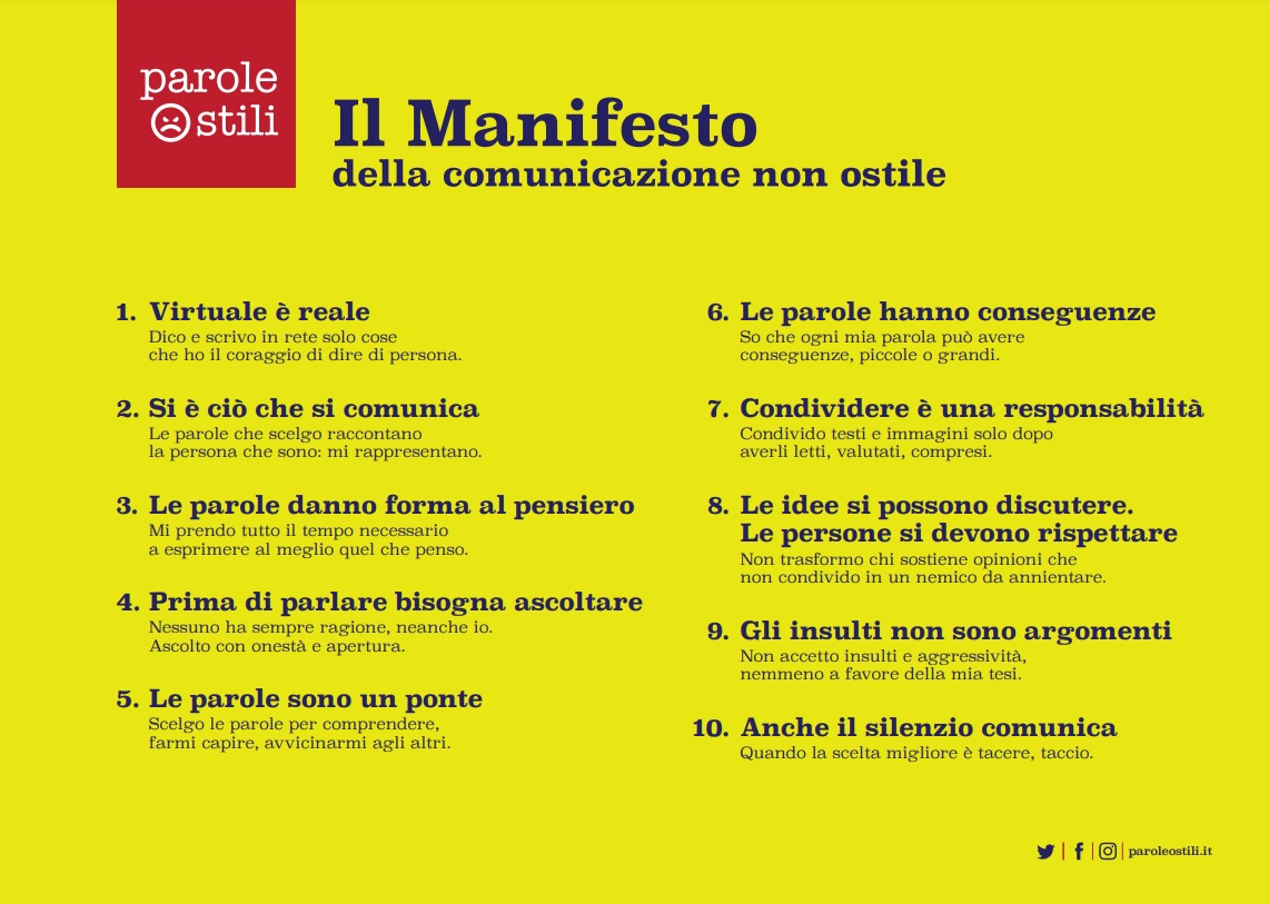 Il manifesto della Comunicazione non ostile a Sanremo